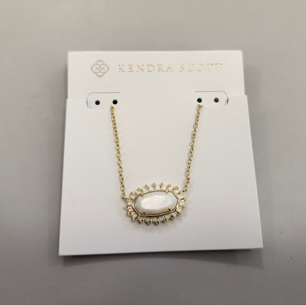 NWT Kendra Scott 14k Gold-Plated/White Framed Stone Adjustable Pendant Nβ¦